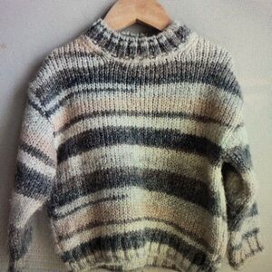 Striped Gray and Cream Kids Sweater